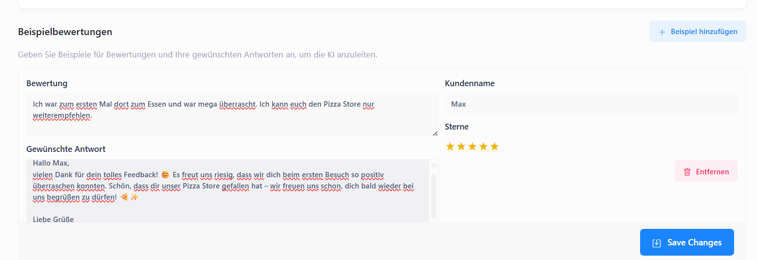 Brand Voice- Deine Stimme. Deine Antworten. Ob locker, professionell oder persönlich – mit Brand Voice klingen deine Antworten immer wie dein Unternehmen. Du bestimmst, wie deine Marke spricht: geduzt oder gesiezt, empathisch oder sachlich, freundlich oder direkt. ReplyMaster AI übernimmt diesen Ton konsequent – vom ersten Tag an, in jeder Antwort, auf allen Plattformen.