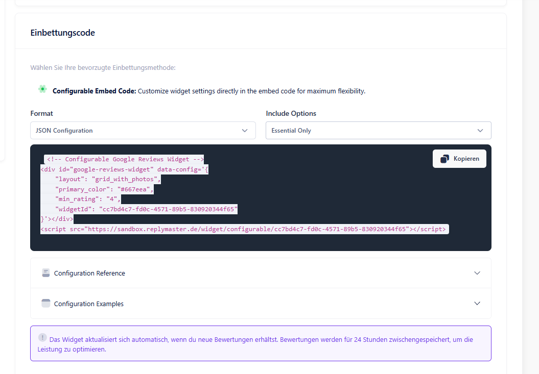 Google Bewertung Widget für deine Website